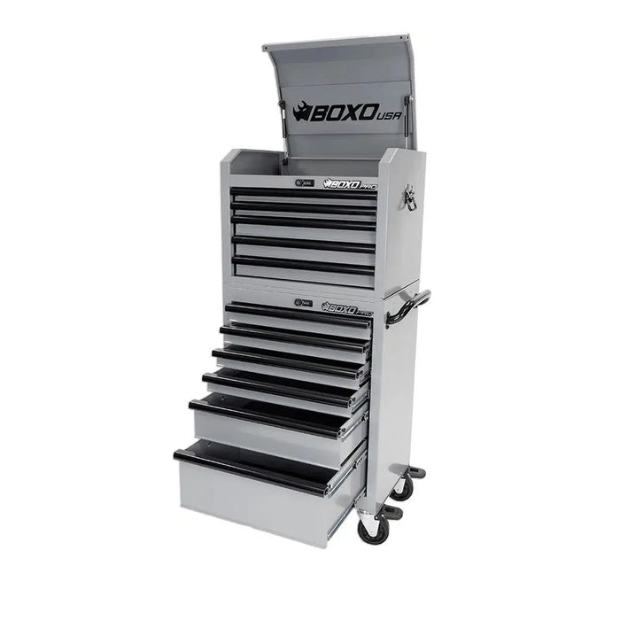 BoxoUSA Pro Series 26" 11-Drawer Rolling Tool Box β Nardo Grey