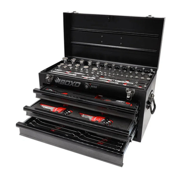 BoxoUSA 117-Piece SAE 3-Drawer Hand Carry Tool Box β Professional Grade