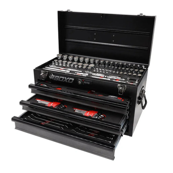 BoxoUSA 133-Piece Metric Tool Set β 3-Drawer Hand Carry Tool Box