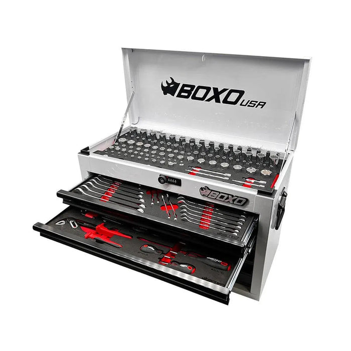 BoxoUSA 159-Piece Metric & SAE Combo Tool Set with 26" 5-Drawer Hand Carry Tool Box