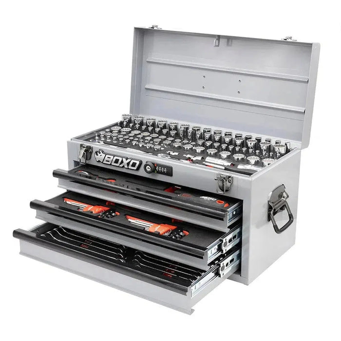 BoxoUSA 159-Piece Metric & SAE Combo Tool Set β 3-Drawer Hand Carry Tool Box