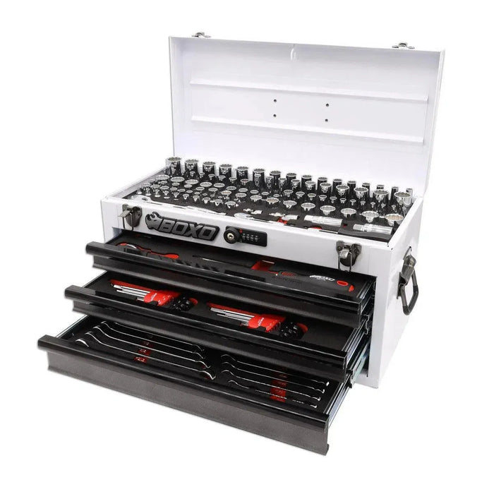 BoxoUSA 159-Piece Metric & SAE Combo Tool Set β 3-Drawer Hand Carry Tool Box