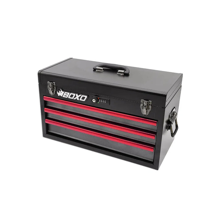 BoxoUSA 20" 3-Drawer Hand Carry Tool Box β Heavy-Duty Steel with Dual Locking System