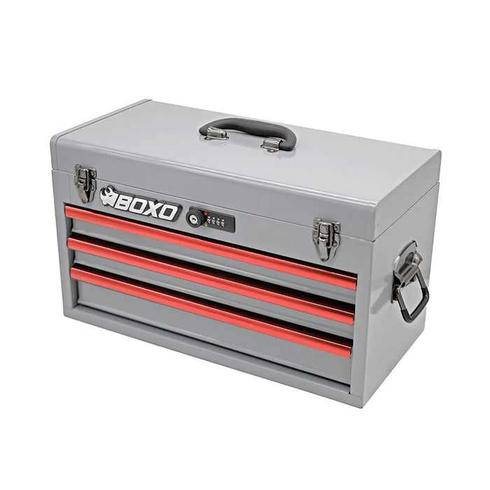 BoxoUSA 20" 3-Drawer Hand Carry Tool Box β Heavy-Duty Steel with Dual Locking System