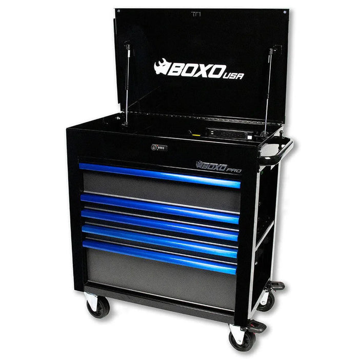 BoxoUSA Pro Series 35" 5-Drawer Flip Top Service Cart Tool Box