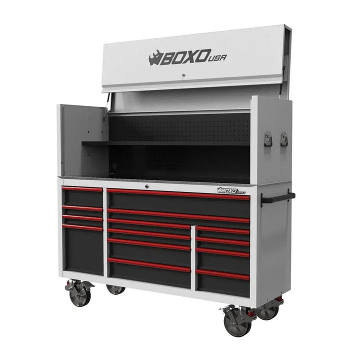 BoxoUSA Pro Series Loaded 72" 14-Drawer Garage Top Rolling Tool Box β White