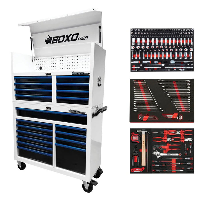 BoxoUSA Pro Series Loaded 45" 19-Drawer Rolling Tool Box Combo