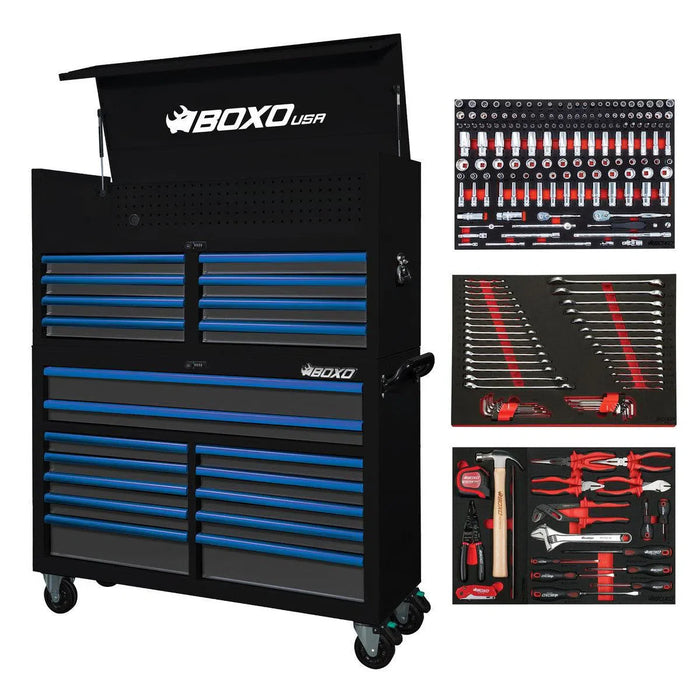 BoxoUSA Pro Series Loaded 53" 20-Drawer Rolling Tool Box Combo