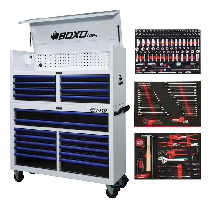 BoxoUSA Pro Series Loaded 53" 20-Drawer Rolling Tool Box Combo