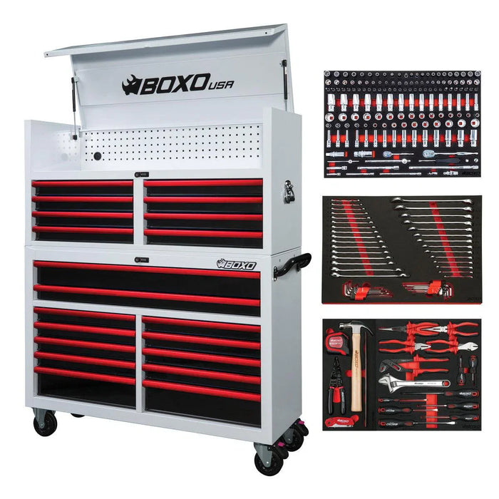 BoxoUSA Pro Series Loaded 53" 20-Drawer Rolling Tool Box Combo