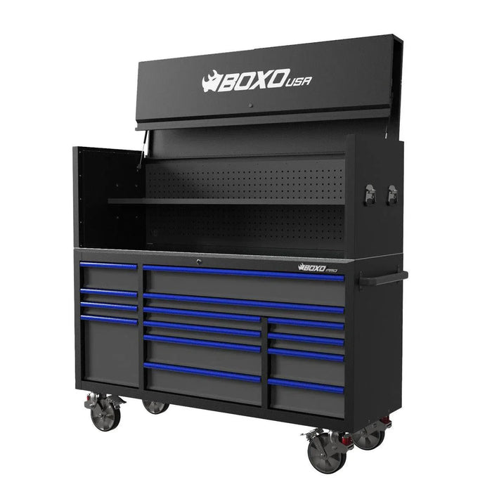 BoxoUSA Pro Series Loaded 72" 14-Drawer Garage Top Rolling Tool Box β Black
