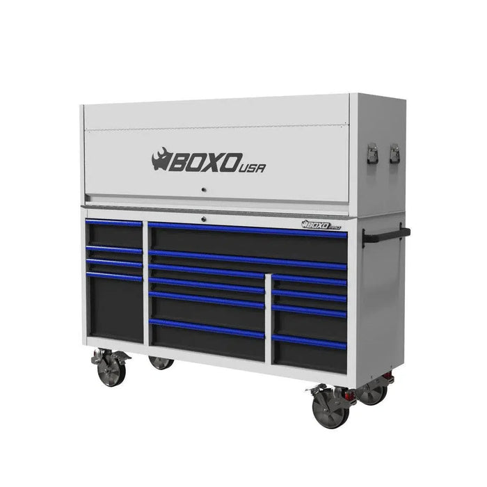 BoxoUSA Pro Series Loaded 72" 14-Drawer Garage Top Rolling Tool Box β White