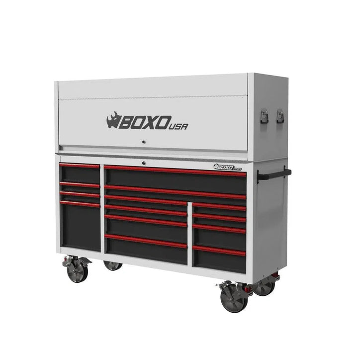 BoxoUSA Pro Series Loaded 72" 14-Drawer Garage Top Rolling Tool Box β White