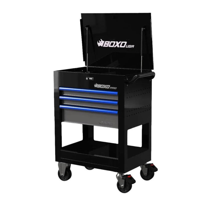 BoxoUSA Pro Series 28" 3-Drawer Flip Top Service Cart Tool Box