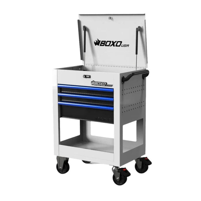 BoxoUSA Pro Series 28" 3-Drawer Flip Top Service Cart Tool Box