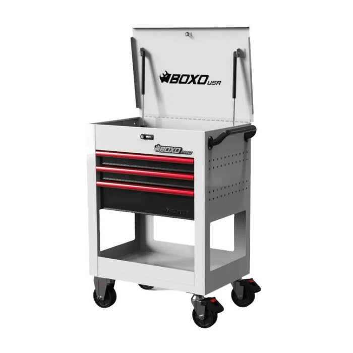 BoxoUSA Pro Series 28" 3-Drawer Flip Top Service Cart Tool Box